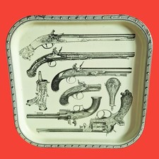 1960 plateau bar publicitaire décoration armes silex poires à poudre Fornasetti