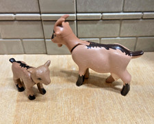 PLAYMOBIL Animaux 2 Chèvres Adulte bébé Marrons Ferme Zoo 01