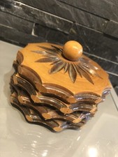 Boite ancienne en bois cocotte ou pomme de pin - Boîte à bijoux secrets