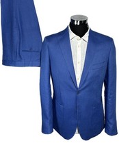 Costume 2 boutons sur mesure en pur lin avec doublure indigo Drop 6. Fabriqué en