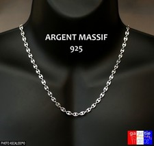 Chaine grain de café collier en argent 925 50cm 55cm 60cm large 6mm neuve