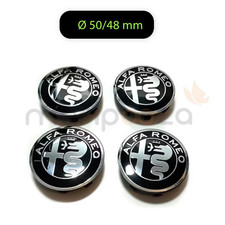 4x Cache Moyeu Centre Roue Ø 50/48mm Pour Alfa Romeo Logo Badge Noir Silver NR