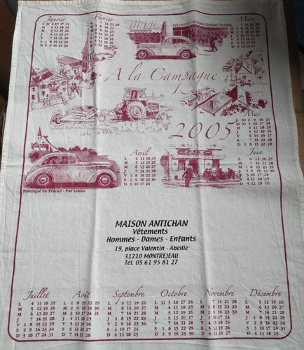 Calendrier tissus torchon 2005