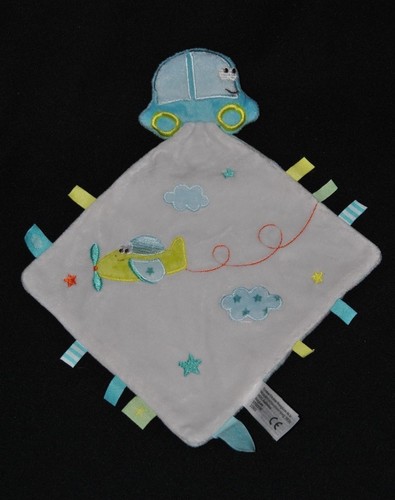 Peluche doudou plat blanc - , bleu