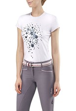 Equiline women shirt Eulalia rose short sleeves with print and glitter FS20