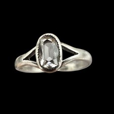 Bague Diamant Coussin Allongé Ancienne Vintage Vers 1900 Taille 51,5 FR argent