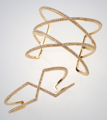 Two gold tone sparkly crystal - two,