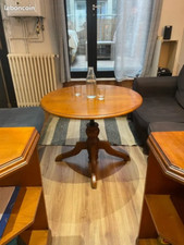 Table ronde en bois avec rallonge et hauteur réglable