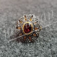 Vintage Gemme Grenat Bague 925