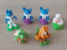 LOT 6 FIGURINES KINDER GRENOUILLE LAPIN MOUTON RENARD AVEC RÉFÉRENCES + BPZ
