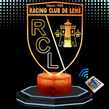 Lampe chevet 3D LED RC Lens Foot Football - Veilleuse changement couleurs