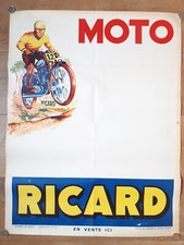 Ricard Moto Cross Affiche Ancienne Publicitaire Made In France 64,5x50cm
