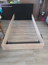 lit 90x190 avec tête de lit et sommier à lattes compris chêne et noir 