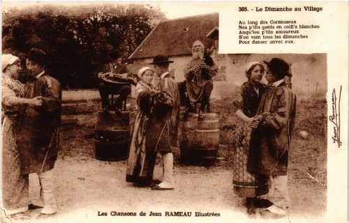 Cpa dimanche village - cpa, au