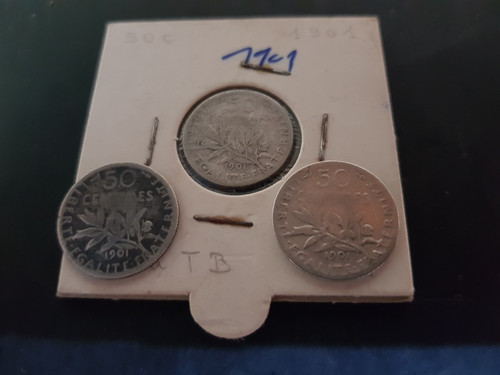 Centimes semeuse argent - 1x, 50