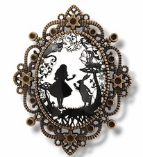 Broche Camée Alice pays des merveilles - Accessoire gothique Chat Du Cheshire.