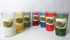Verres Vintage colorés Chasse à courre x7