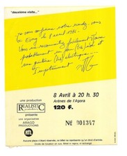 RARE / TICKET BILLET CONCERT - JEAN JACQUES GOLDMAN LIVE A PARIS ( FRANCE ) 1986