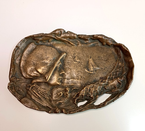 Cendrier bronze ancien - , femme