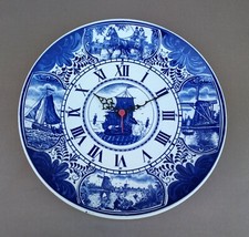 DELFT grande PENDULE HOLLANDE moulin pendulette horloge bateau bleu FONCTIONNE