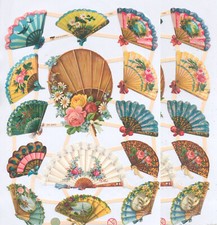 Chromo EF Découpis Eventail Fleurs 7392 Decoupage Collage Carterie