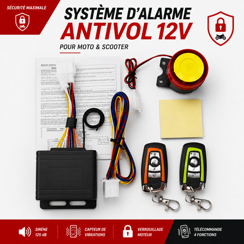 Système alarme moto antivol - système,