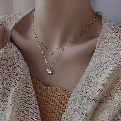 Collier papillon alliage - collier,