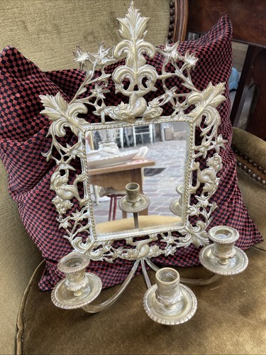 Ancien miroir bougeoir - bougeoir, bronze