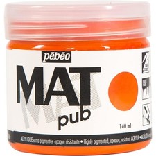 [256004] Pébéo Pot 140ml Peinture Acrylique MAT pub ORANGE VIF