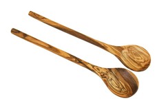Couverts De Cuisine 2 Cuillères À Soupe Rondes 30 Cm En Bois D'Olivier