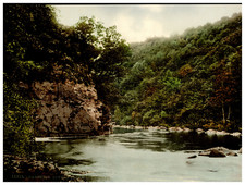 Dartmoor. Lover’s Leap. Holne Chase.  Vintage photochrom by P.Z, Photochrom Zuri