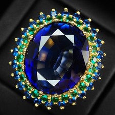 Inestimables bagues ovales en argent sterling 925 de tanzanite bleue royale...