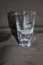 Verre en cristal  gravé - Cerf dans la forêt