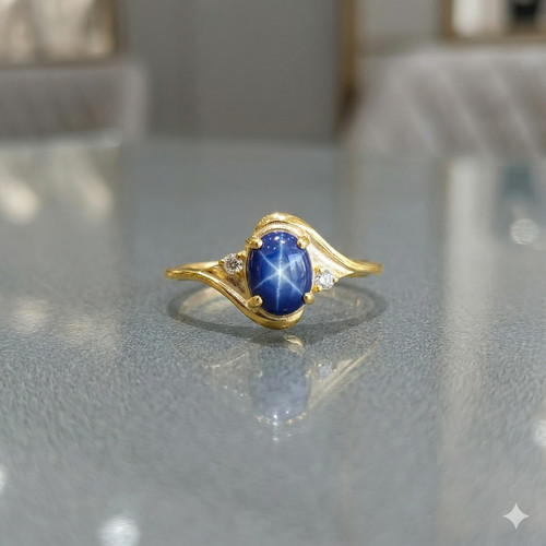 Bague saphir étoile - , bleue