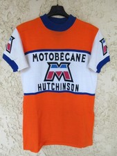 Maillot cycliste MOTOBECANE HUTCHINSON vintage 70'S jersey shirt orange ancien L