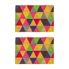 2x Coir Tapis Porte naturelle noix coco Extérieur Bienvenue 10 x 40 cm Triangle
