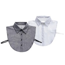 Faux col en coton rayé, faux