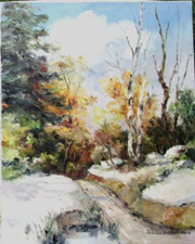 PAYSAGE PROVENCAL DROME  TABLEAU PEINTURE PARIS SIGNE RENAUD GOUIRAN AKOUN 1982