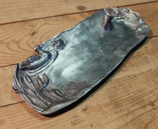 Vide Poche Porte Stylo De Bureau En Étain À Décor De Canards L 23,5 Cm