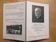 CARTE AVIS DE DECES  PHILIPPE PETAIN MARECHAL DE FRANCE 1951 ORIGINAL MARECHAL 1