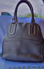 Superbe sac Longchamp cosmos cuir gris argenté grand modèle
