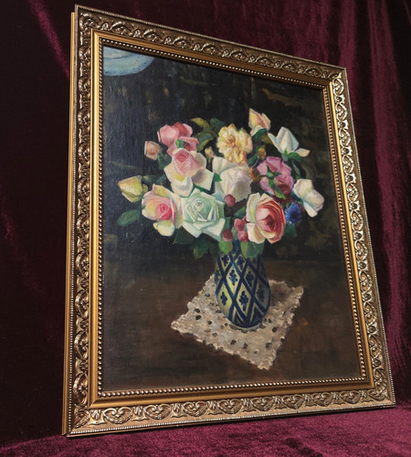 Tableau ancien huile bois - ancien,