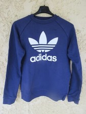 Sweat ADIDAS rétro vintage sport TREFOIL bleu marine femme coton 42 UK 14