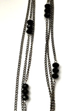 COLLIER Sautoir perle Cristal Noir facette Vintage