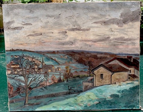 Tableau ancien paysage huile - tableau,