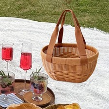 Panier à provisions en imitation osier pour pique-nique, cueillette de