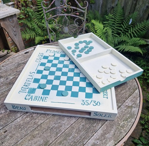 Vintage jeu dame bois - vintage,