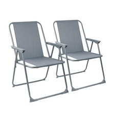 De jardin en métal Fauteuil pliant à faible Camping Plage Chaise Gris x2