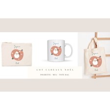 Lot de 3 articles Père Noël rouge Tote Bag - Mug - Pochette
