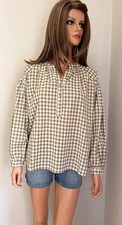 Blouse vichy kaki écrue